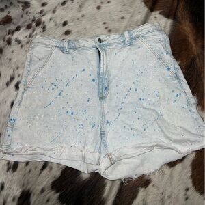 Denim paint splatter shorts